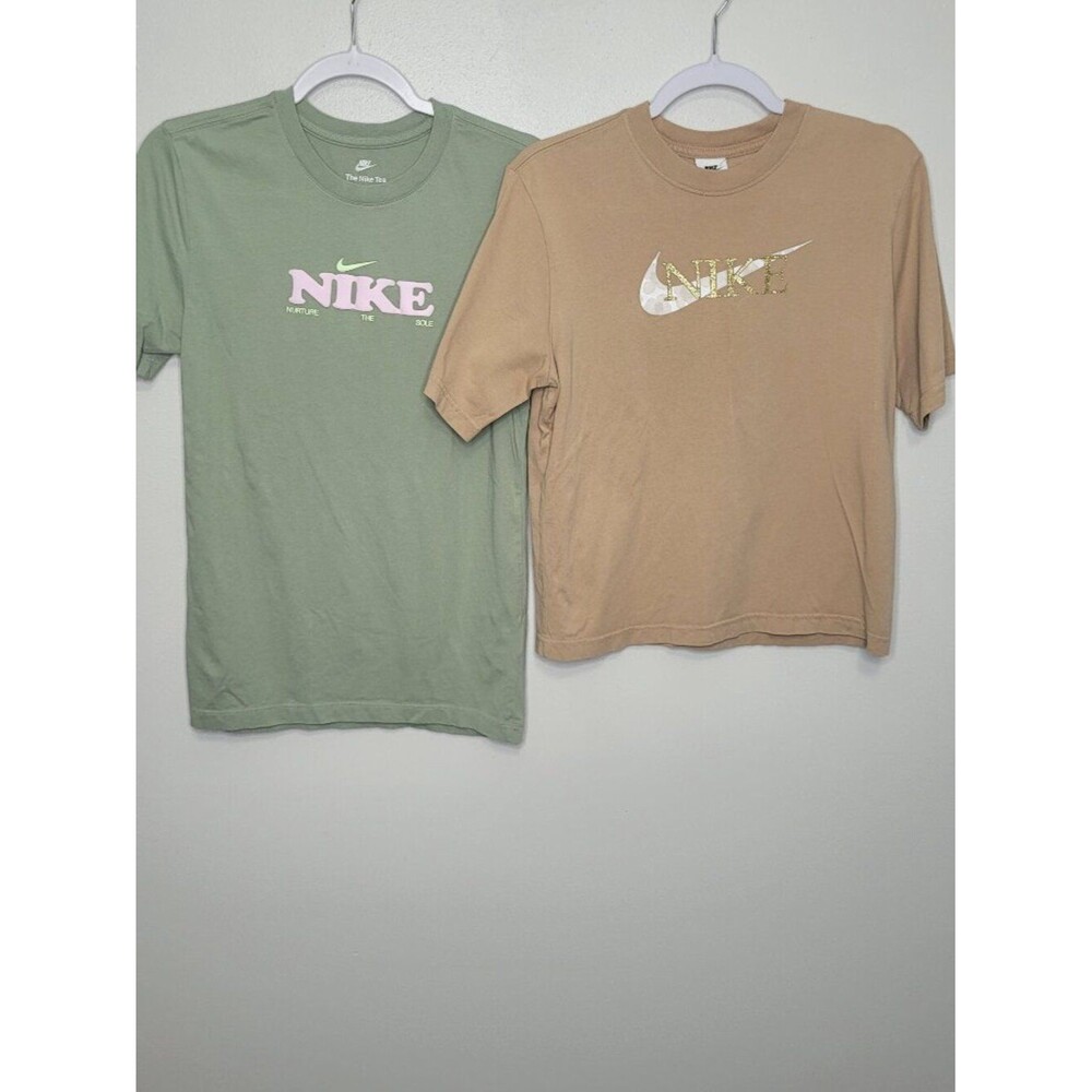 Nike shirt lot green and tan short sleeve minimalist classic casual shirt xs